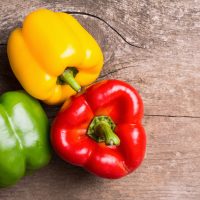 Green , yellow and red bell pepper