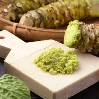 traditionally grated japanese radish wasabi