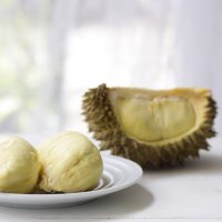 Durian on a white plate