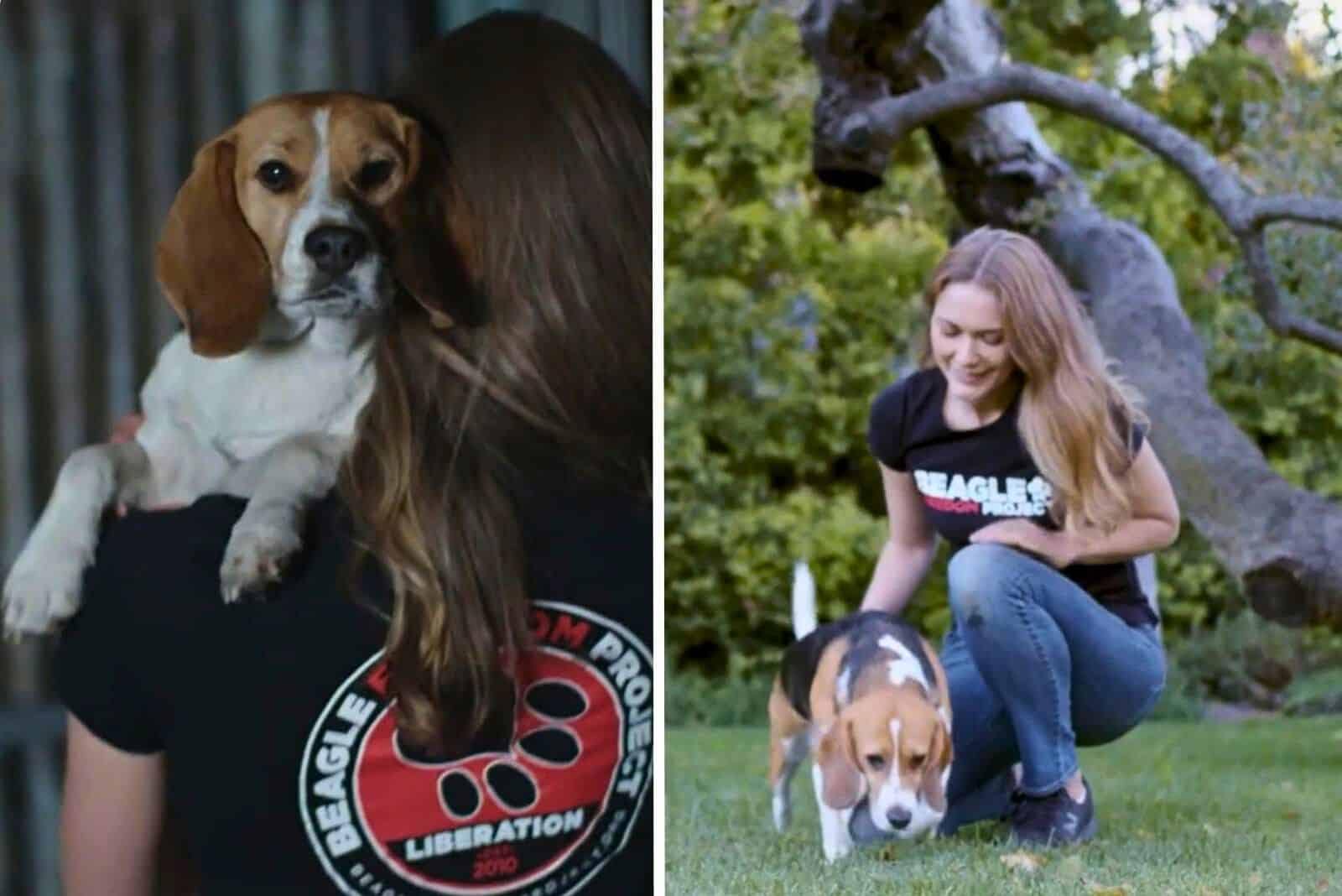 woman with beagle