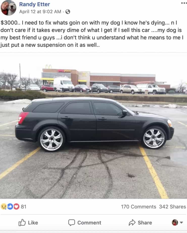 a man is selling a car