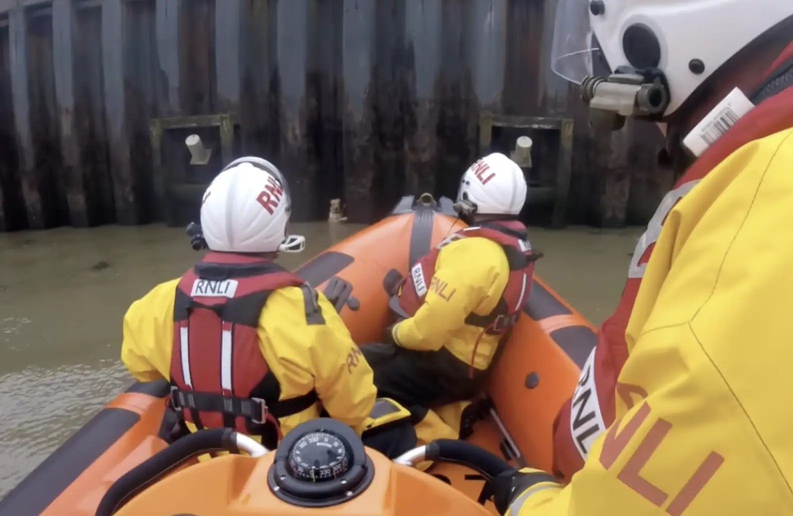 rescuers in a boat
