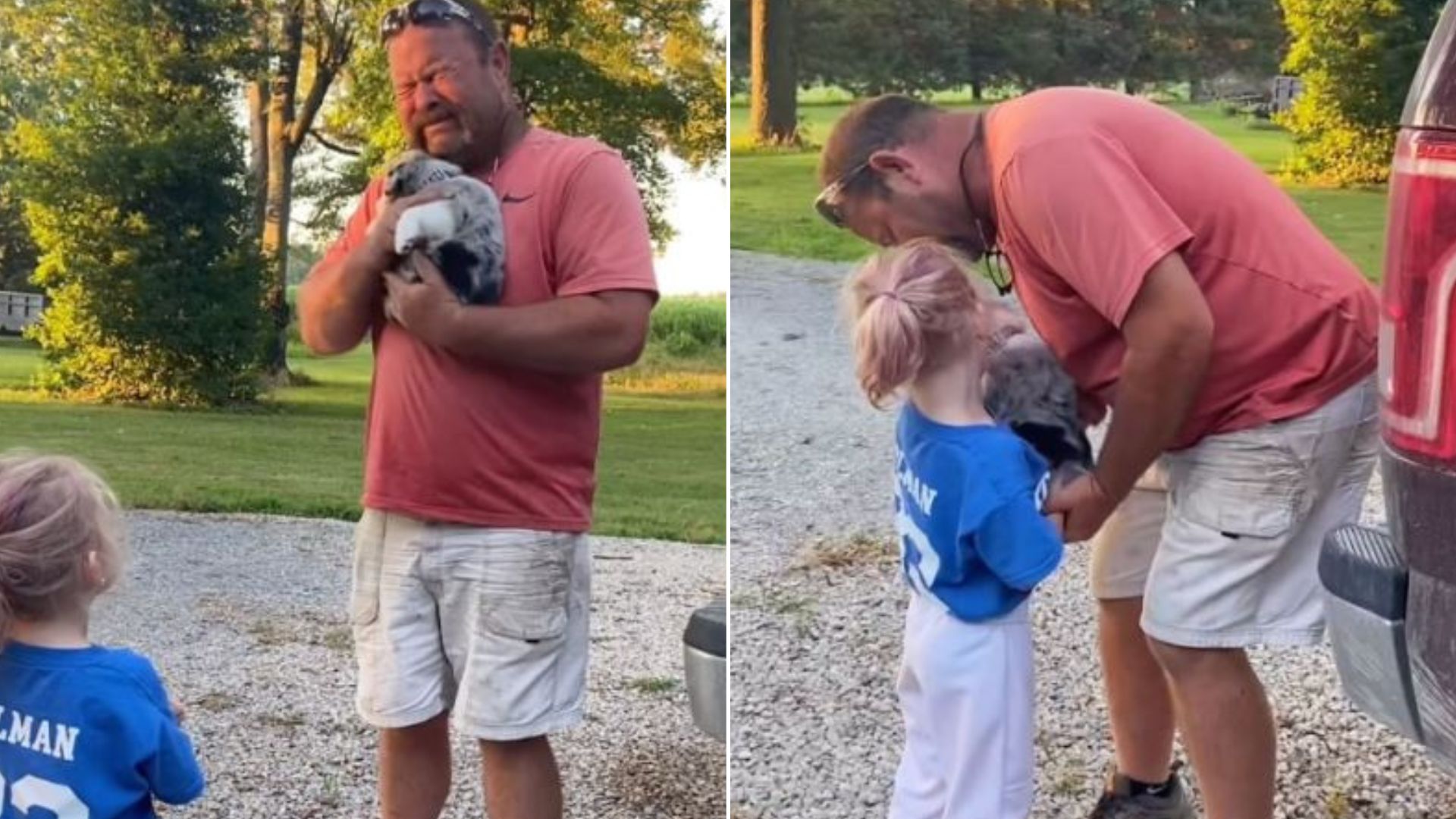 grieving man receives puppy