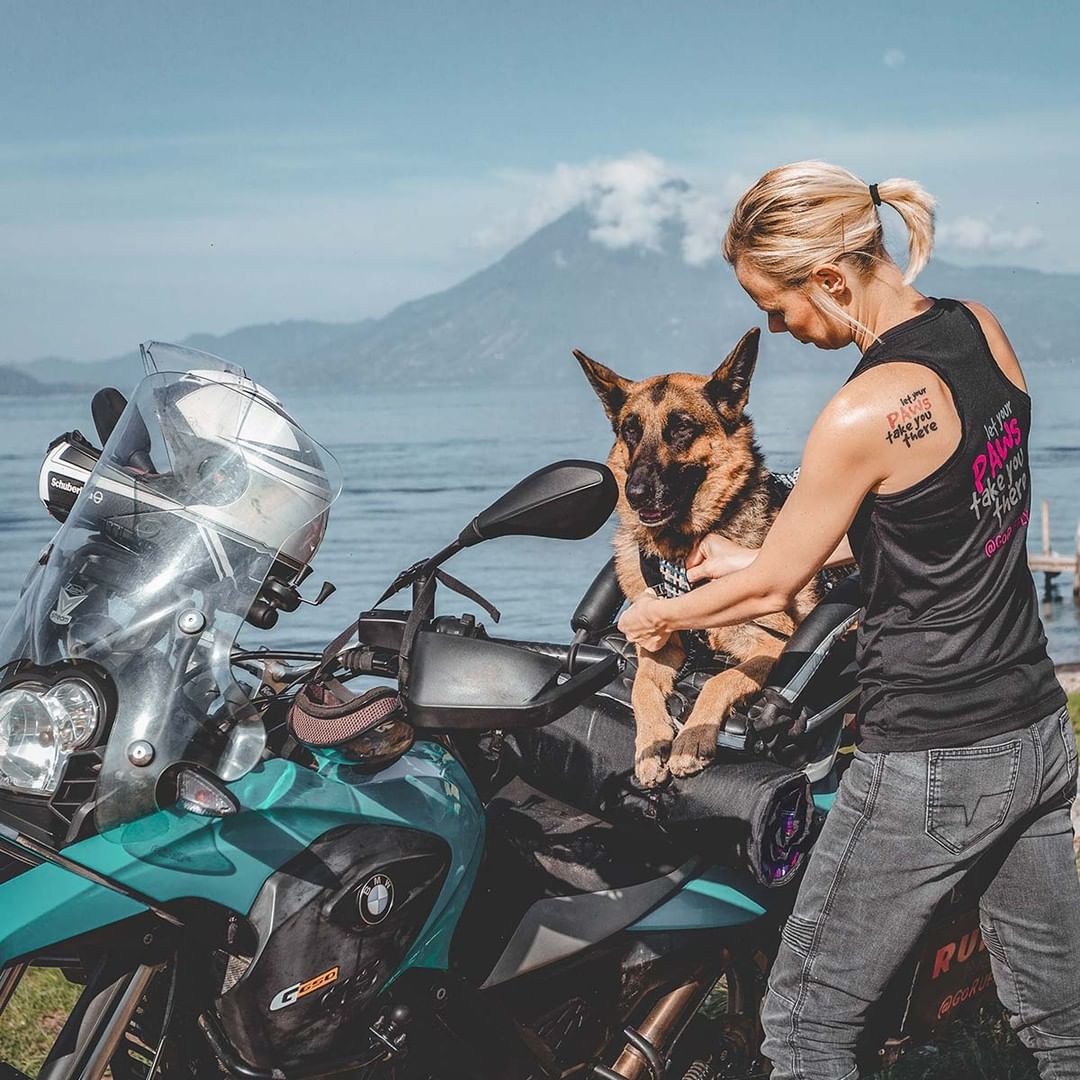 biker and dog