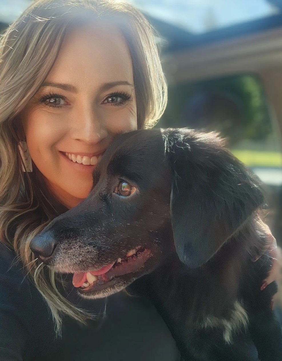 woman and rescued pup