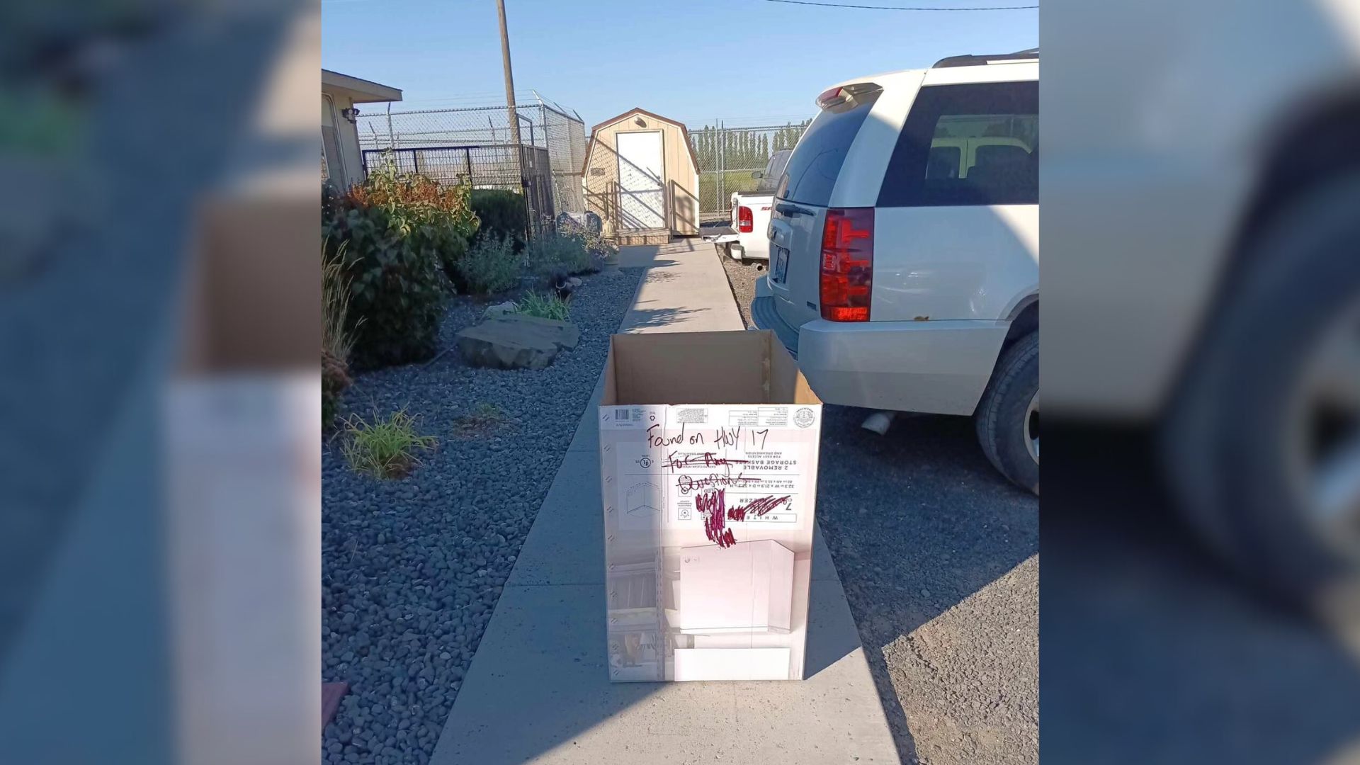 carboard box on a sidewalk