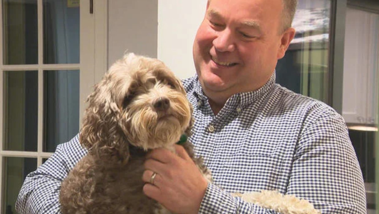 happy man with his dog