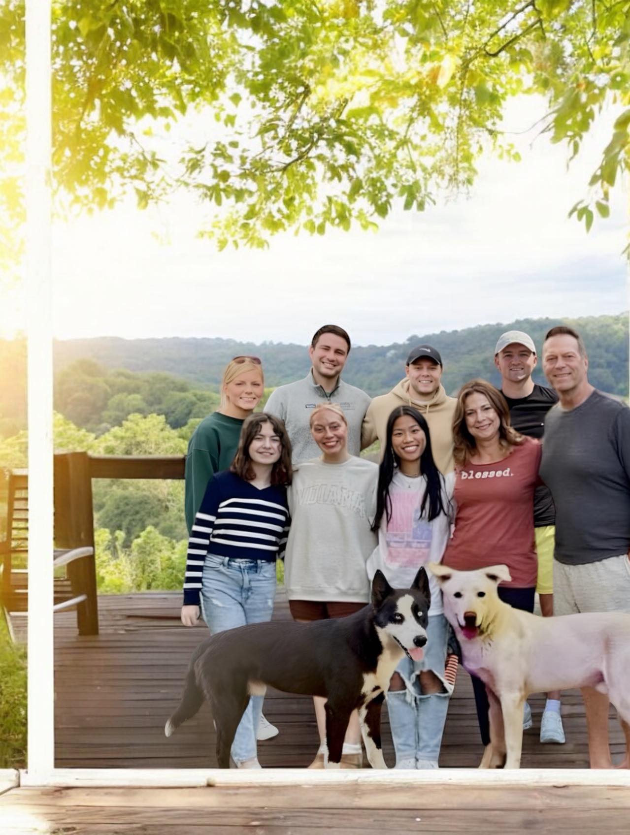 family and two dogs